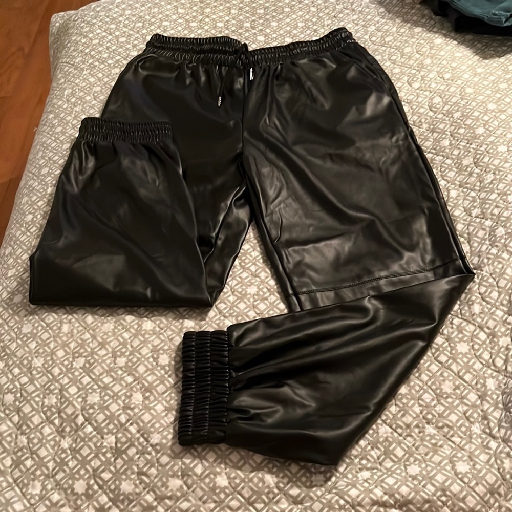 Strut and bolt Faux leather jogger